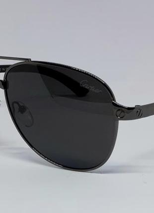 Чоловічі в стилі cartier сонцезахисні окуляри каплі чорні поляризовані оригінал в в темно сірому металі