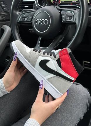 Nike air jordan 1 high “grey black red”2 фото