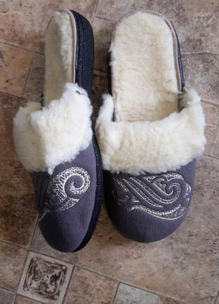 Тапочки женские комнатные  белста с шерстяной стелькой, серый  размеры 36, 38.