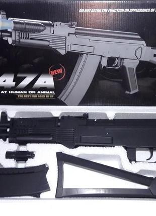 Детский автомат калашникова cyma p47a пневматический, лазер, фонарь