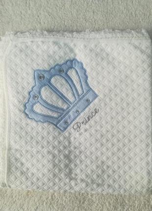 Плед детский тёплый на травке для мальчика "принц".