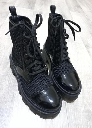 Черные ботинки сетка / летние ботинки черные / сеточные ботинки женские / женские ботинки сетка3 фото
