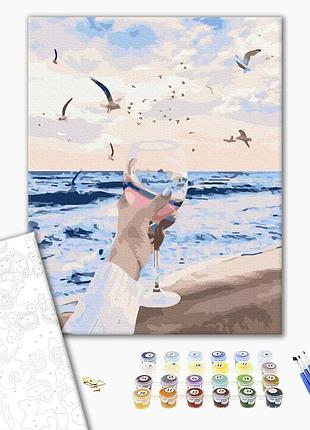 Картина по номерам 40х50 на деревянном подрамнике "море в бокале" bs52416