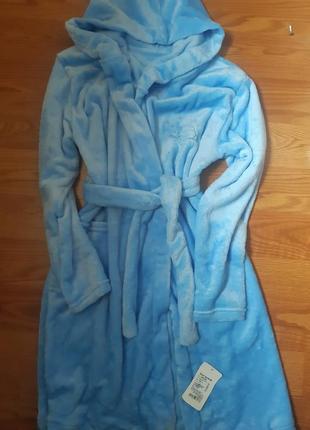 Дитячий махровий халат блакитний для хлопчика 7-8 років (128 см.)