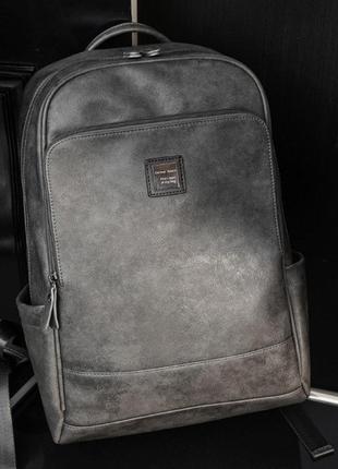 Качественный мужской городской рюкзак серый, большой и вместительный ранец для мужчин повседневный