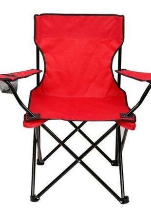 Кемпінговий стілець зі спинкою складаний camping quad chair hx 001 з підсклянником червоний3 фото