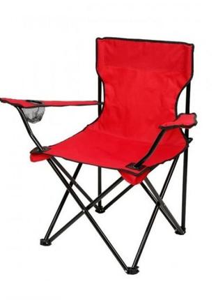 Кемпінговий стілець зі спинкою складаний camping quad chair hx 001 з підсклянником червоний4 фото