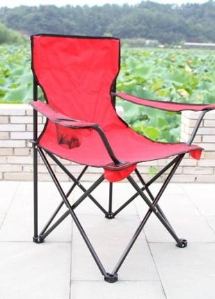 Кемпінговий стілець зі спинкою складаний camping quad chair hx 001 з підсклянником червоний2 фото