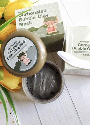 Маска для обличчя киснева бульбашкова очищаюча та відлущувальна bioaqua carbonated bubble clay mas1 фото