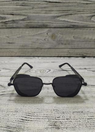 Сонцезахисні окуляри чорні, унісекс у металевій оправі (без брендових)2 фото