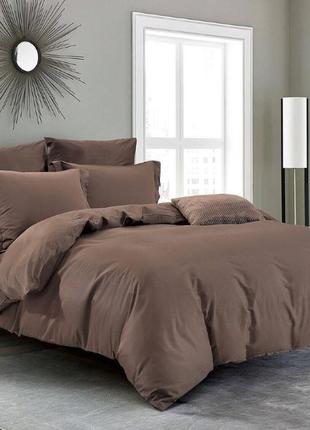 Полуторні комплекти ліжка однотонні, постільна білизна 1.5 спальне 145х215 см бязь шоколад