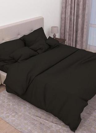 Полуторні комплекти ліжка однотонні, постільна білизна 1.5 спальне 145х215 см бязь шоколад4 фото