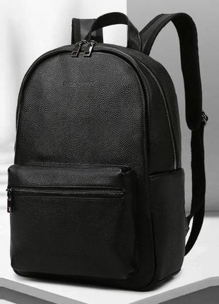Кожаный городской мужской рюкзак классический черный из натуральной кожи качественный