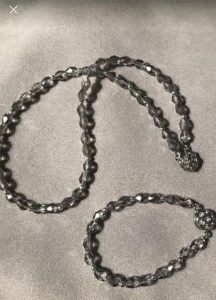 Кристаллический набор ожерелье+браслет на магнитной застежке со стразами5 фото