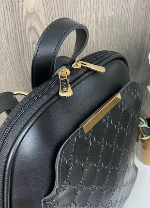 Женский городской рюкзак сумка трансформер в стиле гучи, женский рюкзачок черный3 фото