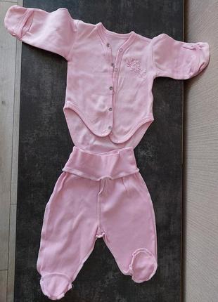 Комплект костюмчик для малышей девочки 0-3 мес боди с рукавами и ползунки