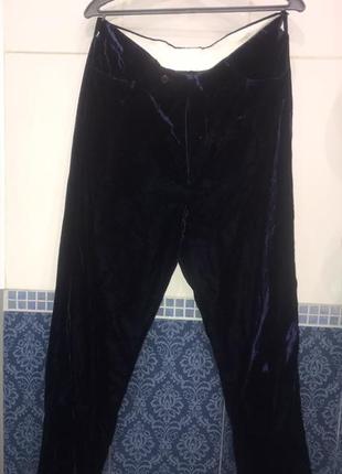 Бархатные тёмно-синие мужские брюки richmond италия