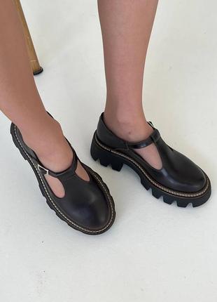Кожаные туфли в стиле mary jane из натуральной кожи питон7 фото