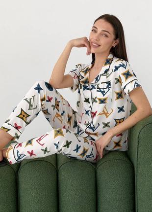 Пижама женская одежда для дома софт рубашка брюки