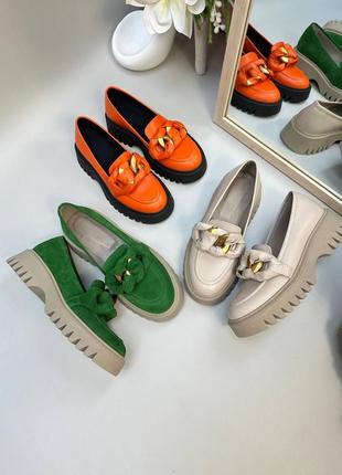Эксклюзивные туфли лоферы из натуральной итальянской кожи и замша женские6 фото