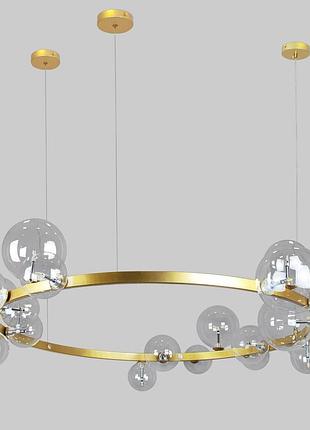 Золота 120см кругла люстра з кульок на 24 лампи "bubbles" (918-lp267-24 gd+cl)