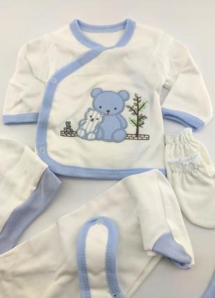 Подарунковий набір костюм 0 до 4 місяців туреччина для новонароджених набір на виписку білий (нпк97)5 фото