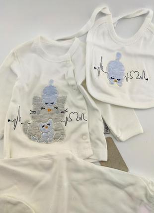 Подарунковий набір костюм 0 до 4 місяців туреччина для новонароджених набір на виписку білий (нпк91)4 фото