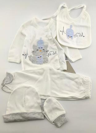 Подарочный набор костюм 0 до 4 месяцев турция для новорожденных набор на выписку белый (нпк91)