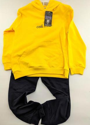 Детский спортивный костюмы 6, 7, 8 лет турция теплый для мальчика желтый (кд138)
