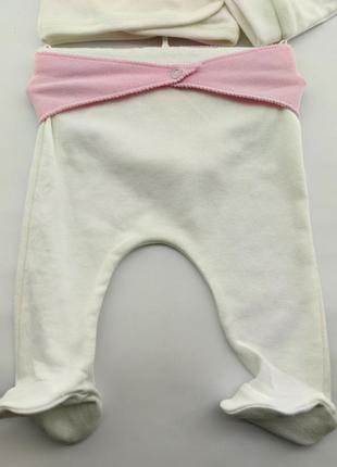 Ясельний 0-3 місяці туреччина трикотажний для новонародженого на виписку комплект білий (кдн137)3 фото