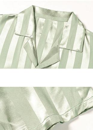 Атласна піжама костюм у смужку едем july's song розмір m 44 оливковий3 фото