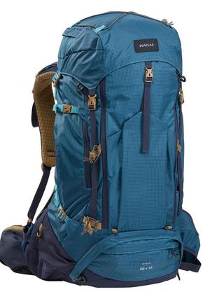 Туристический рюкзак для трекинга forclaz mt500 air (50л + 10л) 65 x 35 x 35см с дождевиком синий