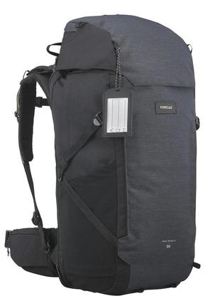 Туристический рюкзак для трекинга forclaz travel (50л + 6л) 65 x 32 x 30см  с дождевиком черный