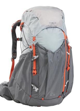 Женский туристический рюкзак для трекинга forclaz mt900 (45л + 10л) 65 x35 x 30см с дождевиком серый