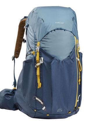 Туристический рюкзак для трекинга forclaz mt900 (50л + 10л) 65 x 35 x 35см с дождевиком синий
