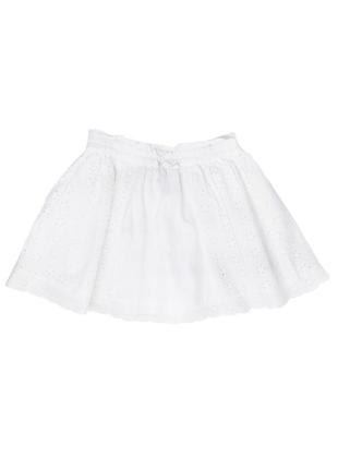 Летняя юбка  для девочки с подкладкой и перфорированными цветами белый 104 primark1 фото