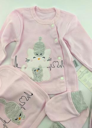 Подарунковий набір костюм 0 до 4 місяців туреччина для новонароджених набір на виписку рожевий (нпк92)4 фото