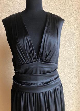 Платье черное шелковое 100% шелк по колено миди4 фото