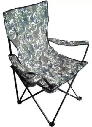 Стілець розкладний зі спинкою camping quad chair hx 001 з підсклянником камуфляж