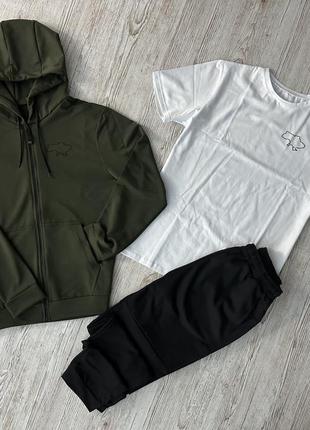 Комплект 3в1 демісезонний спортивний костюм карта україни кофта на змійці + штани + футболка карта україни