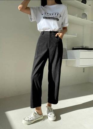 Женские укороченные брюки с высокой посадкой❤️микровельвет3 фото