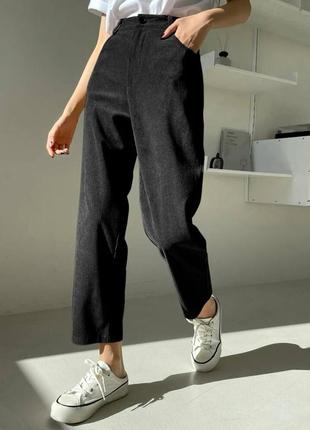 Женские укороченные брюки с высокой посадкой❤️микровельвет6 фото