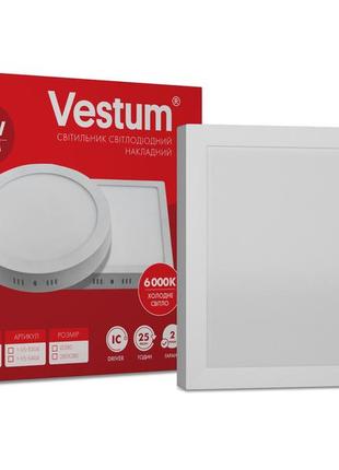 Квадратний світлодіодний накладний світильник vestum 24w 6000k 220v 1-vs-54041 фото
