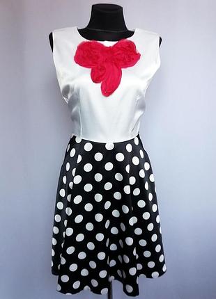 Суперціна. стильне плаття, білий верх і спідниця горох. туреччина. нове, р. 44