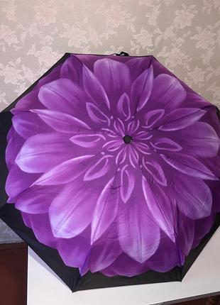 Зонт складной компактный полуавтомат с ярким красочным принтом рисунком цветком цветок...