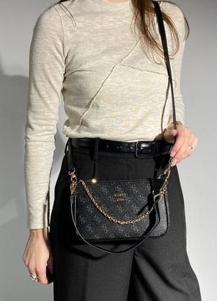 Сумка в стилі guess mini bag black/blue 2