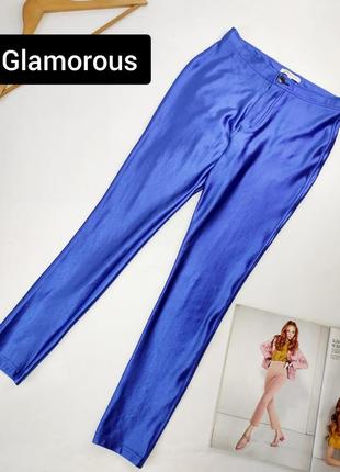 Лосины/леггинсы женские синие elэктро глянцевые от бренда glamorous s m