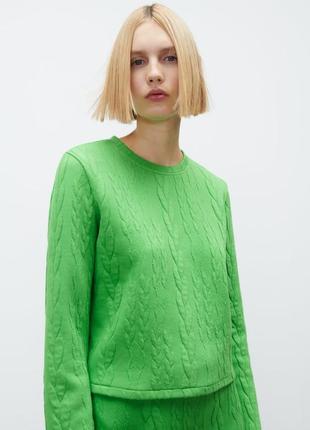Зелено-салатовый укороченный свитшот от zara