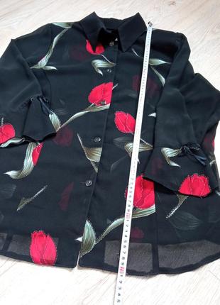 Женская одежда/ блузка рубашка черная цветы 🖤❤️54/56 размер #4 фото