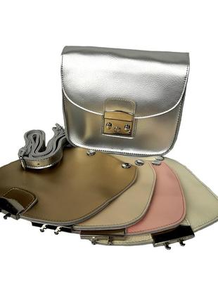 Женский кожаный клатч "colorful" серебряный